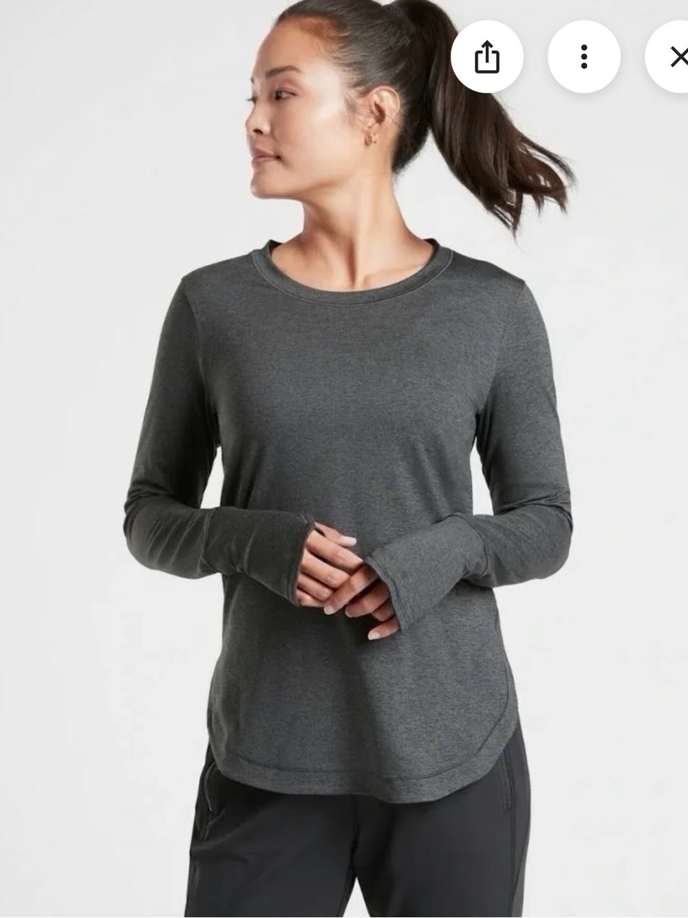 #181 NWT Athleta Uptempo Top Heathered Black/Grey Size XS